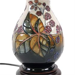 Moorcroft table lamp, in Bramble pattern, with shade H42cm
