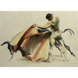 John Rattenbury Skeaping RA (British 1901-1980): 'Matador and Bull', colour lithograph signed in pencil 38cm x 50cm (unframed)