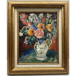 Lucien Genin (French 1894-1953): Still Life Jug of Flowers, oil on canvas signed 34cm x 26cm