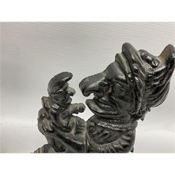Pair of cast iron Punch and Judy door stoppers, H30cm