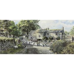 Thomas Leighton (British 20th century): Country Lane with Windmill, pastel signed together with after Graham Carver (British 20th century): 'Lengthening Shadows - Thorpe Wharfdale North Yorkshire', limited edition colour print signed titled and numbered 39/300, 32cm x 61cm (2)