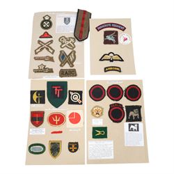 WWII Parachute Regiment cloth badges, including shoulder badge and Pegasus badge, together...