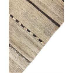 Shiraz Kilim beige ground rug, black patterned stripes