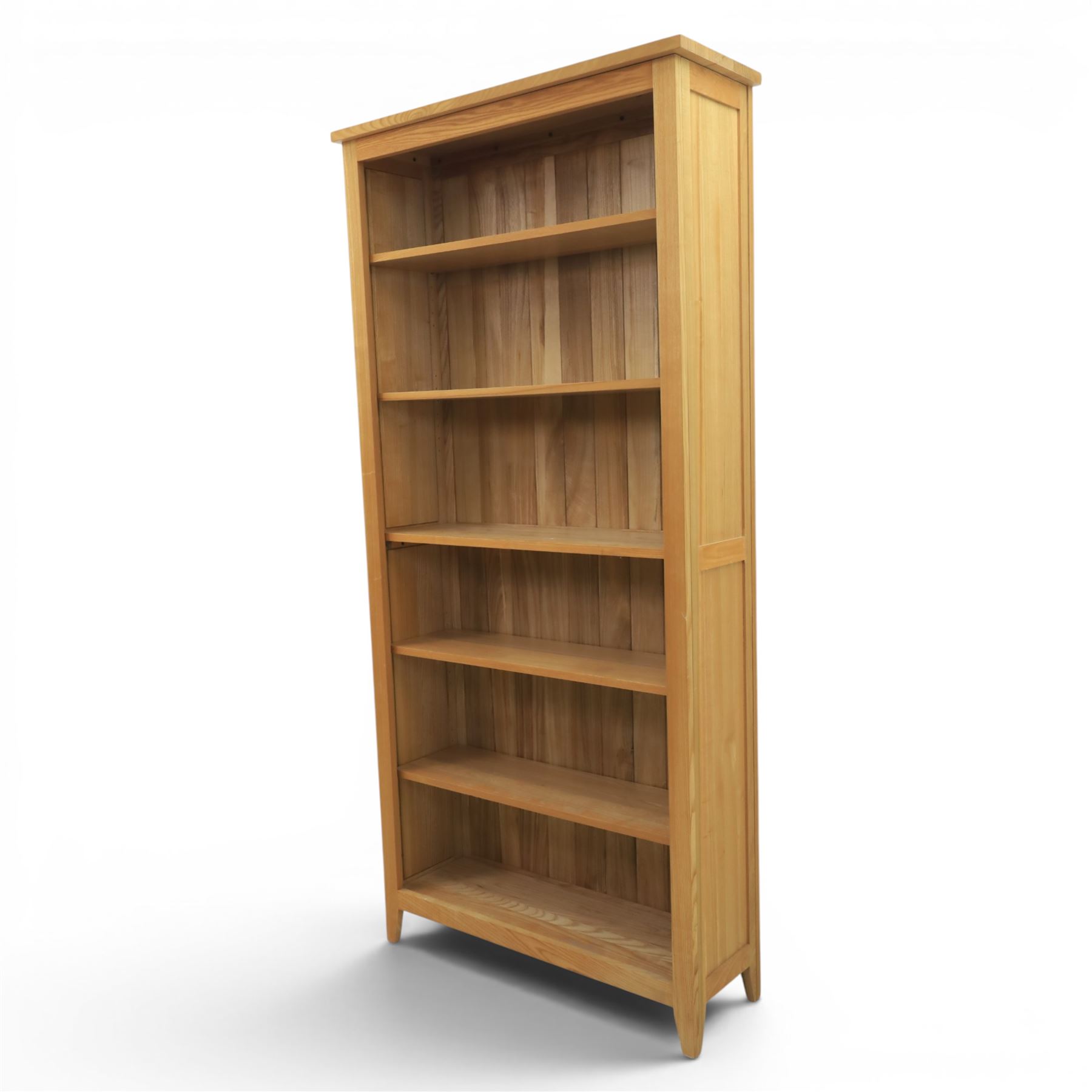 Light ash and oak open bookcase, fitted with five adjustable shelves