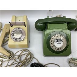 Collection of eight vintage telephones, including a trimphones telephone