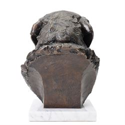 Sally Arnup, FRBS ARCA (1930-2015): Labrador, bronze, signed and numbered III/X, mounted on white marble base, H30cm 