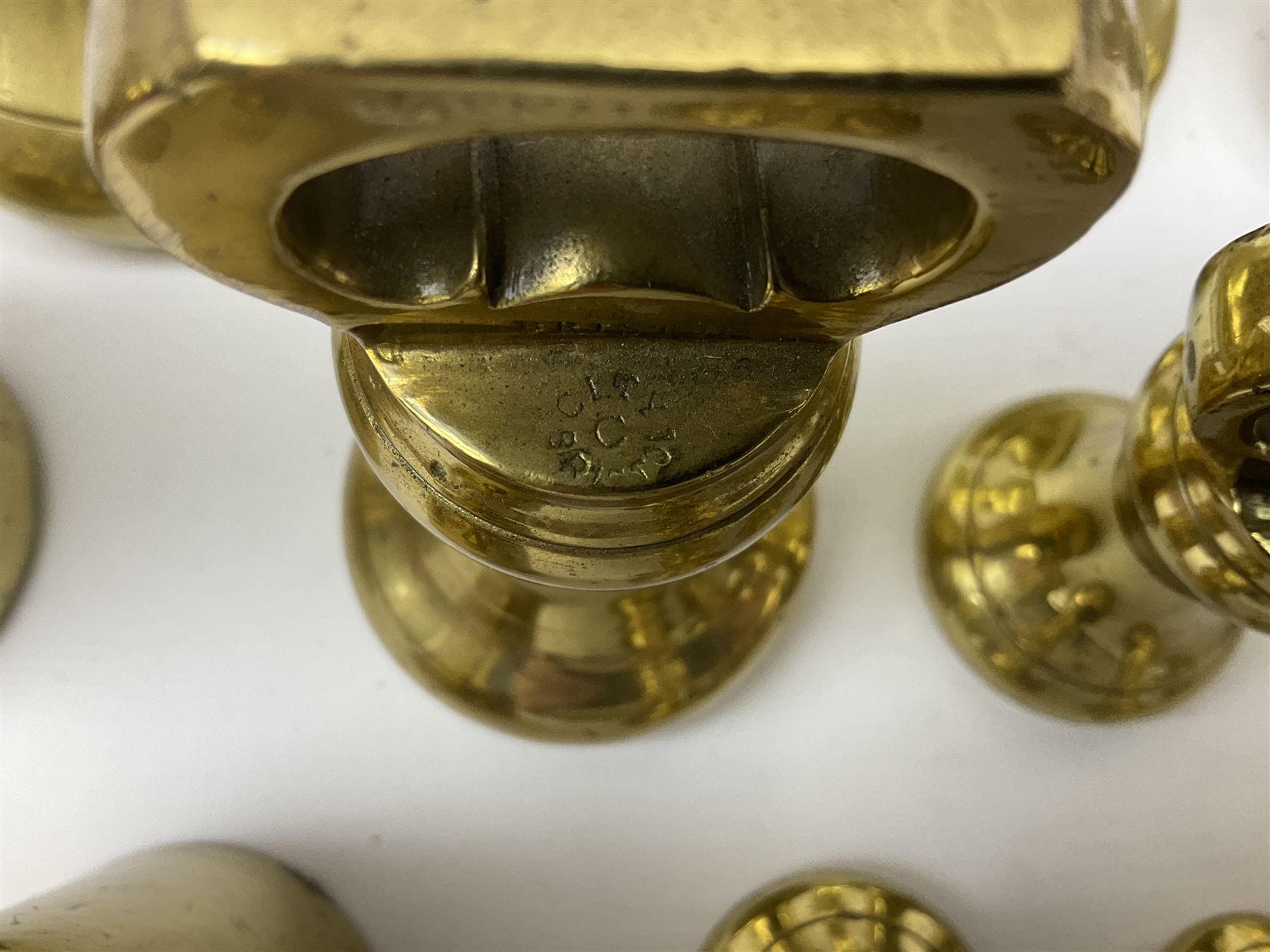 Graduated set of eight brass bell weights, together with a set of five graduating weights (13)