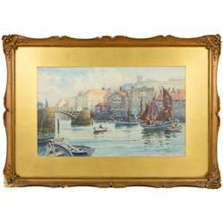 J H Binks (19th/20th Century): View of Whitby Harbour, watercolour signed and dated 1905, 30cm x 49cm
