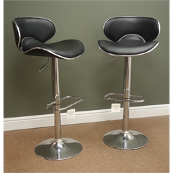  Pair chrome style finish bar stools, H102cm  