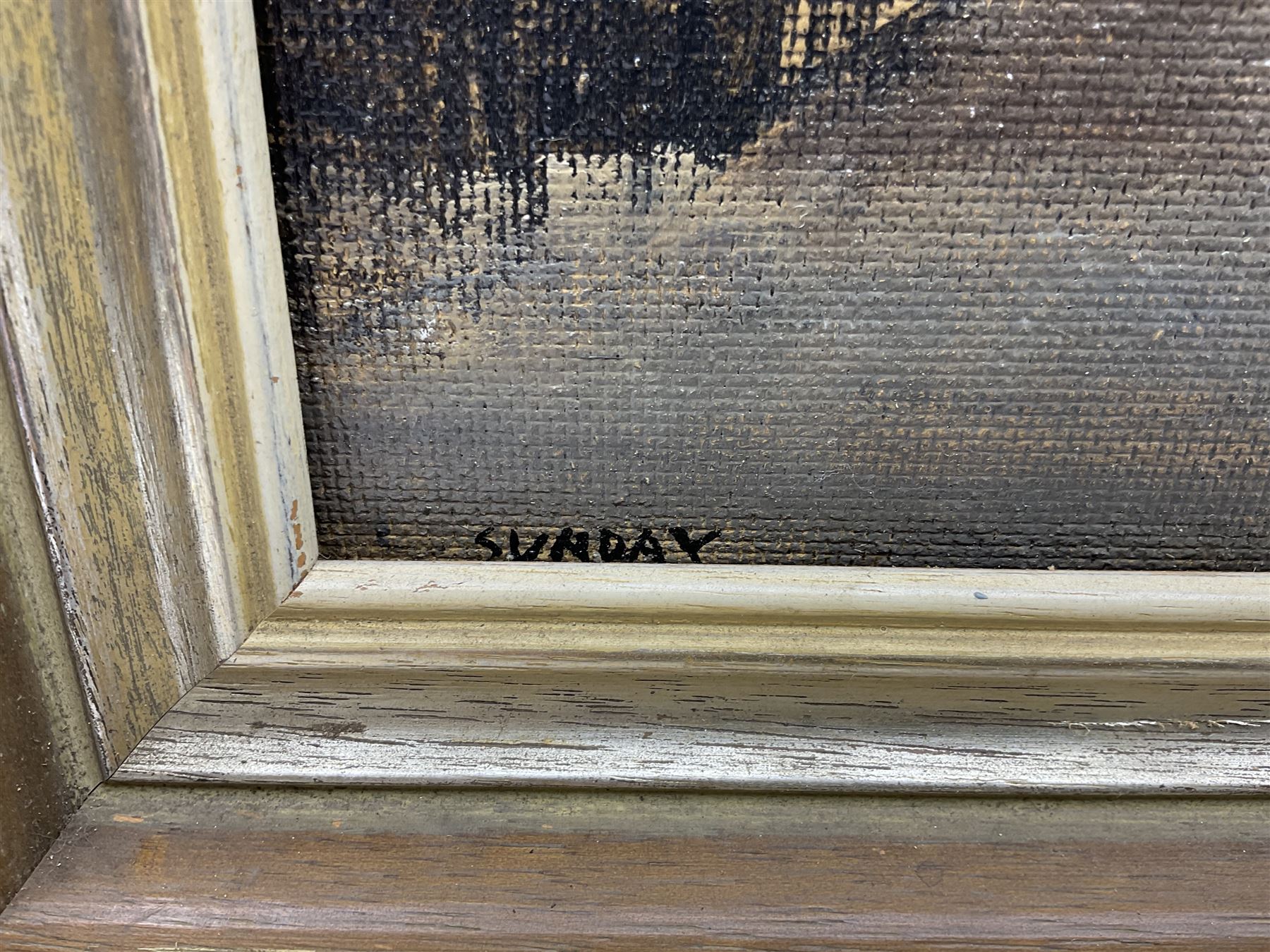 Peter Brook (Northern British 1927-2009): 'Sunday', oil on board signed and titled 39cm x 49cm 
Provenance: West Yorkshire dec'd estate; the deceased was good friends with the artist.