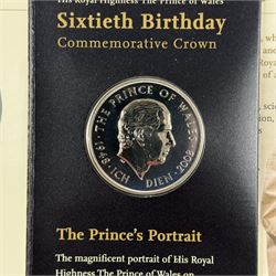 Nineteen The Royal Mint United Kingdom uncirculated commemorative coins or sets, including Queen Elizabeth II 1989 '1689 1989' two pounds, 2001 'Victorian Anniversary' crown, 2003 'Coronation Jubilee' five pounds, 2004 'Britain's new coinage' three coin set, 2005 'The End of WWII' two pound, 2006 'Her Majesty Queen Elizabeth II Eightieth Birthday', 2015 'The Royal Navy' two pounds, 2016 'The Last Round Pound', 2022 '1926-2022' five pounds, King Charles III 2023 'The Coronation' five pounds etc