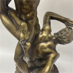 After Giambologna: Abduction of a Sabine Woman, bronze figure, on circular wooden base, H68cm