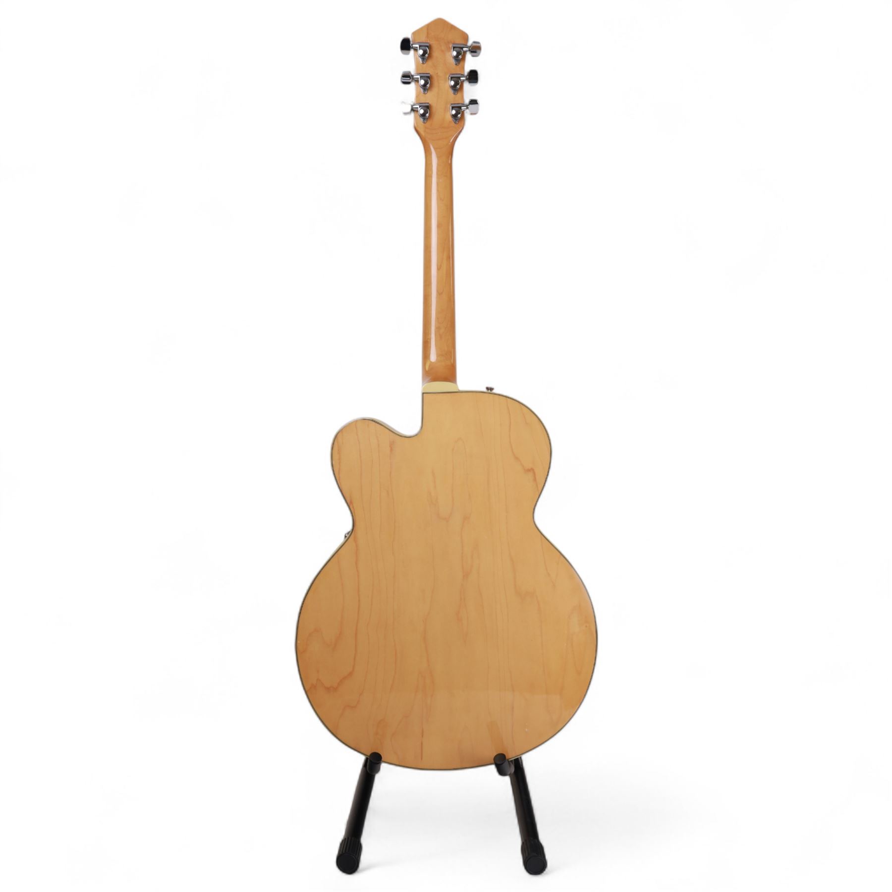 1980s Korean Antoria Jazzstar hollow body electric guitar, in blonde finish with inlaid fretboard, model no E G794, L109cm