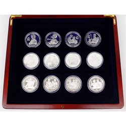  Twenty four 'Eightieth Birthday of Her Majesty Queen Elizabeth II Silver Proof Collection' coins, each coin is sterling silver having a  weight of 28.28 grams, all with certificates in a fitted case  