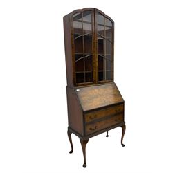 Early 20th century walnut bureau bookcase