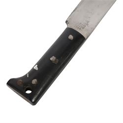 WWII US military machete dated 1944, Legitamas Collins & Co, model no.1250, with original leather sheath, overall L58cm