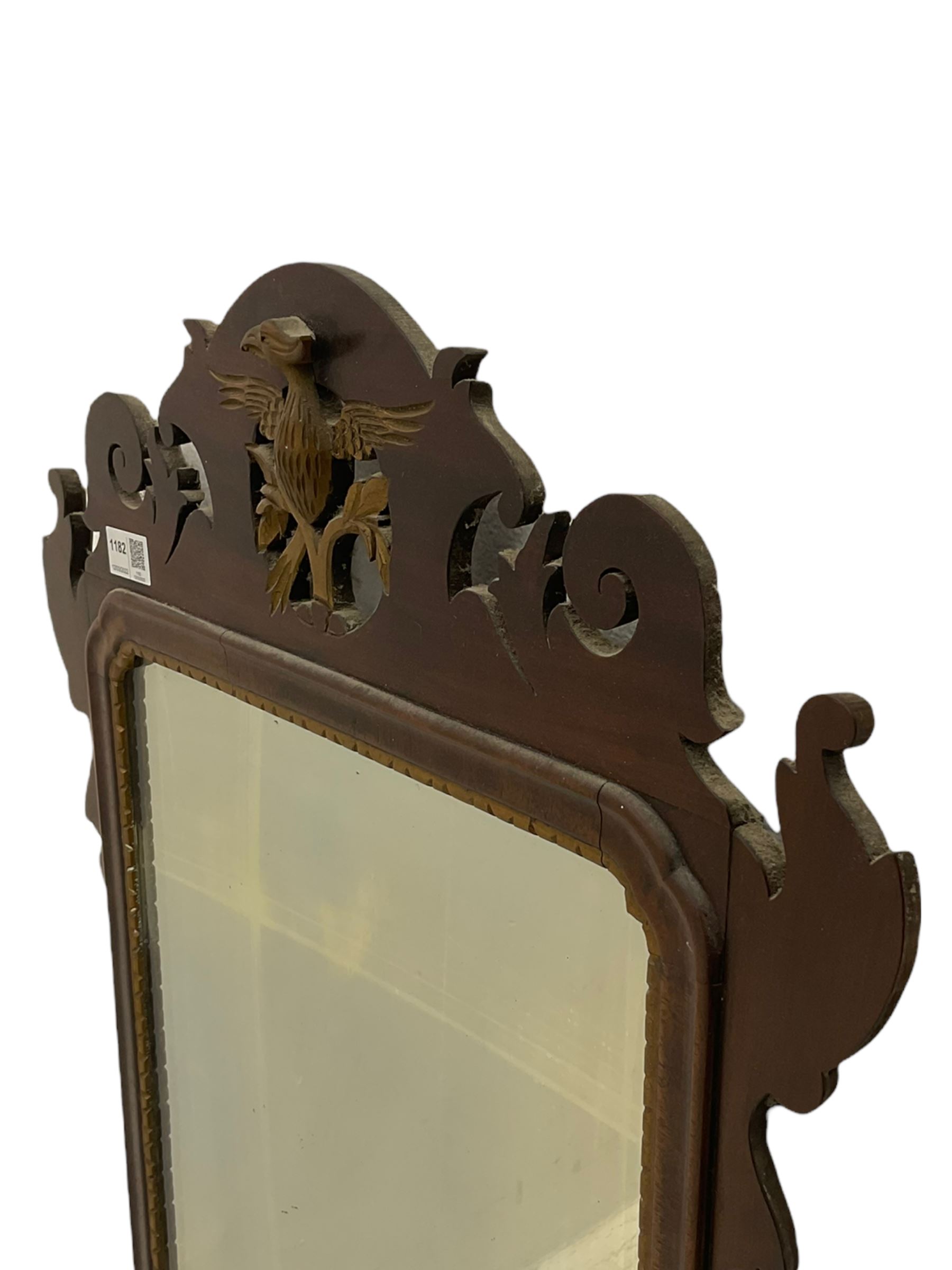 Chippendale style mahogany wall mirror, eagle pediment