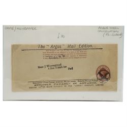 Cape of Good Hope 'The Argus Mail Edition wrapper with Argus wheel cancelation and two covers or wrappers with crown cancellations