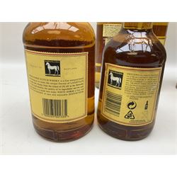 Mixed alcohol comprising Old Inverness Aged Scotch whisky, J.G.Thomson & Co, two bottles of White Horse Fine Old Scotch whisky, Three Barrels VSOP French Brandy in box etc, five bottles, various contents and proofs