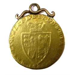  George III gold full 'spade' Guinea on pendant mount  