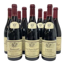 Mixed red wine from Louis Jadot, to include, 2015 Volnay, 2015 Pommard Clos De La Commaraine, 2015 Nuits Saint Georges, etc, various contents and proof, (10)