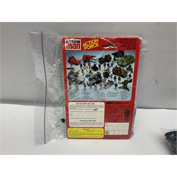 Ten 1980s Action Man Action Force figures with six original card backs; over three-hundred and forty Airfix large scale plastic soldiers; over two-hundred and thirty small scale plastic soldiers; together with accessories including boats, ladder etc