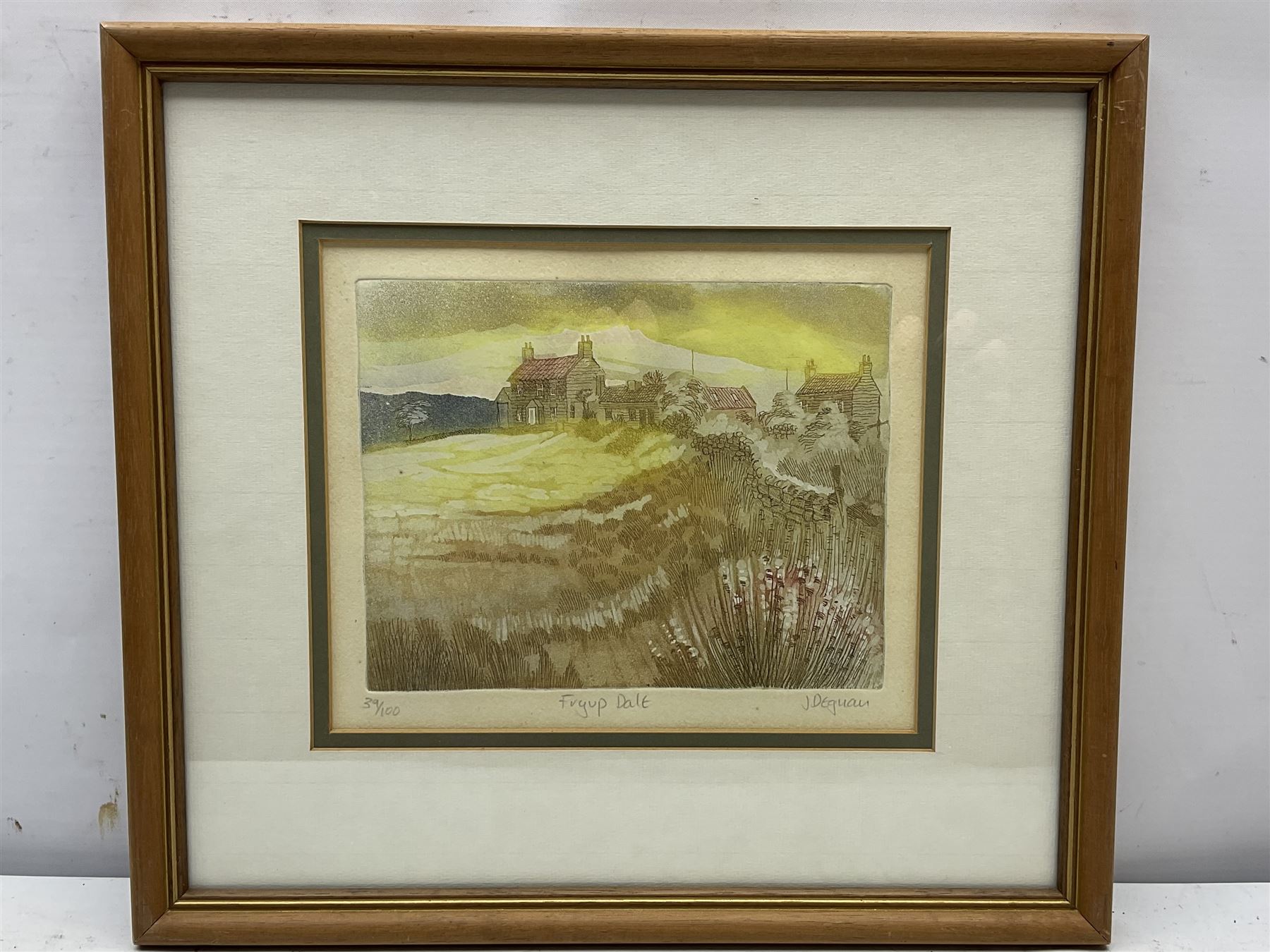 John Degnan (Northern British 1947-): 'Fryup Dale' North Yorkshire; 'Stout Steps'; 'High Force' and 'Court Yard', four etchings signed titled and numbered 39/100, 26/100, 16/25 and AP 4, max 23cm x 17cm (4)