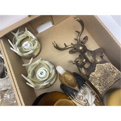 Collection of glass ware, to include six tumblers and six wine glasses, together with other decorative collectables, in two boxes