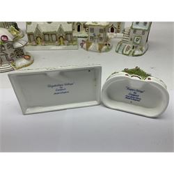 Eleven Coalport cottages, including Park Folly, The Alms House, Watermill and The Summer House, each with printed marks beneath