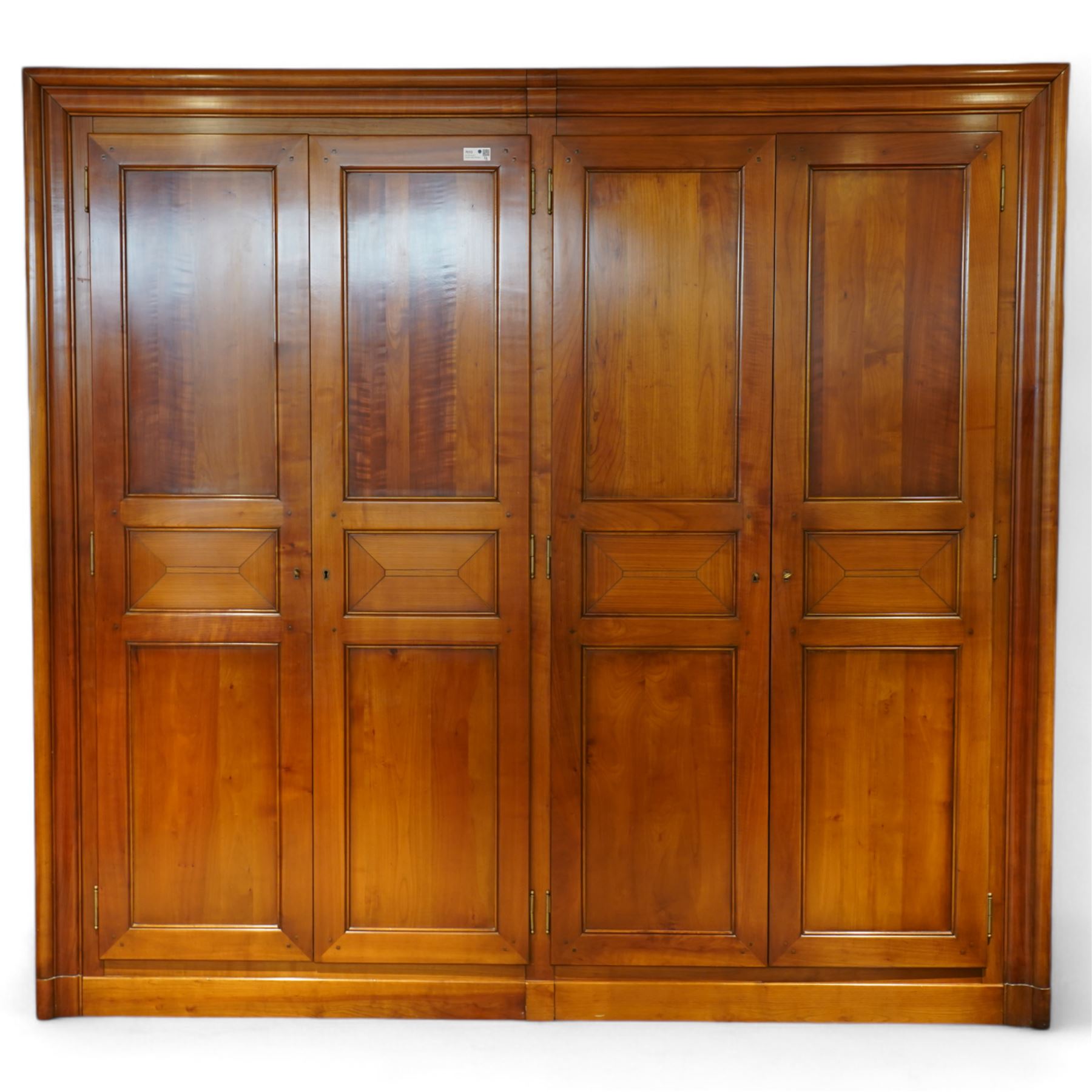 Brigitte Forestier - French cherry wood four door wardrobe unit, fitted with hanging and shelving