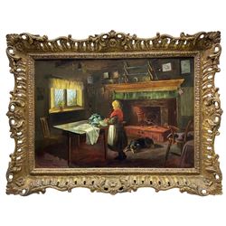 Charles G Hards (British ex.1883-1898): The Young Kitchen Assistant and Companion, oil on canvas signed and dated 1878, 37vm x 54cm