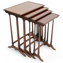 Early 20th century mahogany quartetto nest of four occasional tables, each with rectangula...