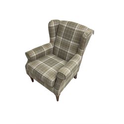Next Home - wingback upholstered armchair, checkered fabric