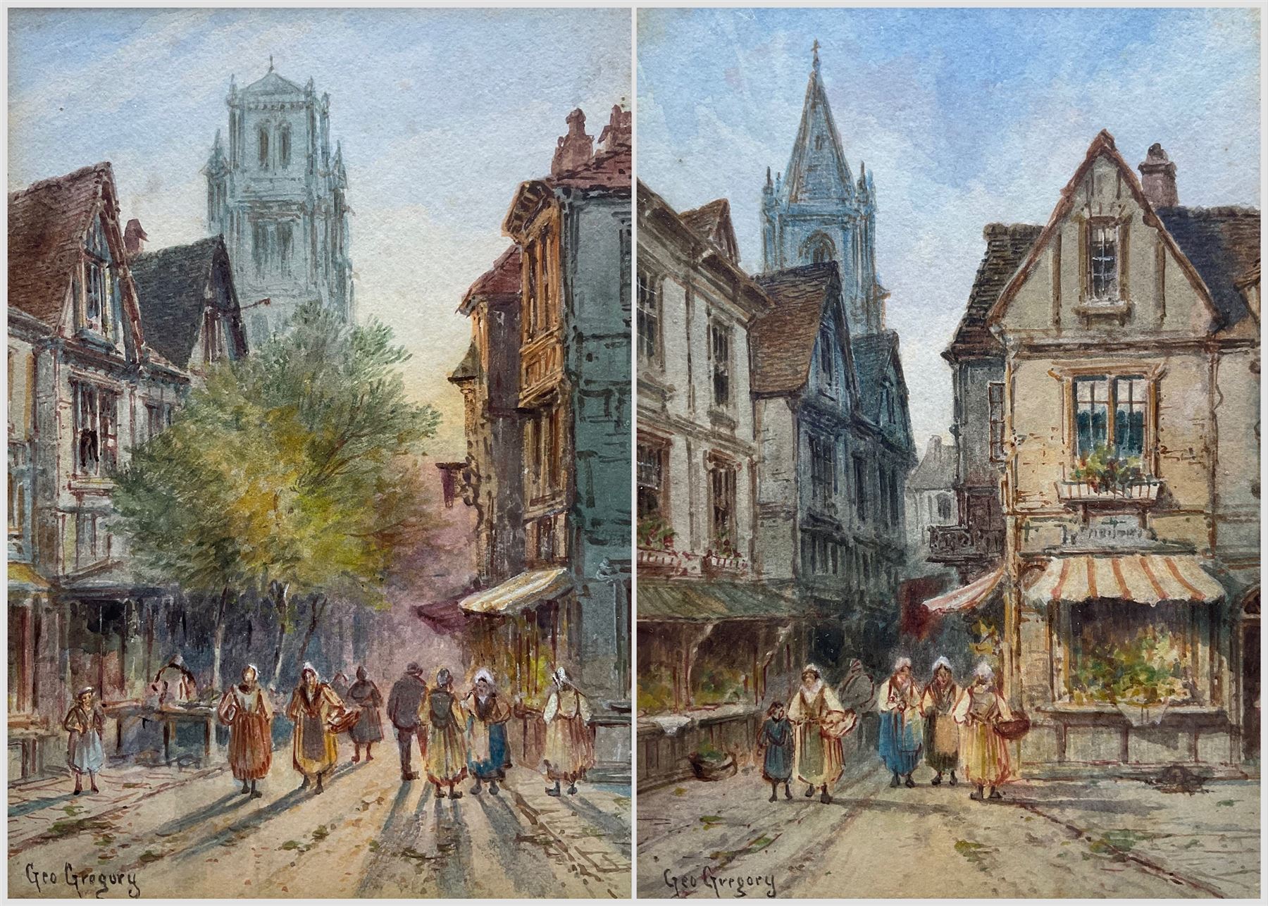 George Gregory (British 1849-1938): French Street Scenes, pair watercolours signed, one titled 'Tréguier - Brittany' verso 24cm x 17cm (2)