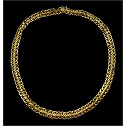 18ct gold flattened link necklace, Sheffield import mark 1992