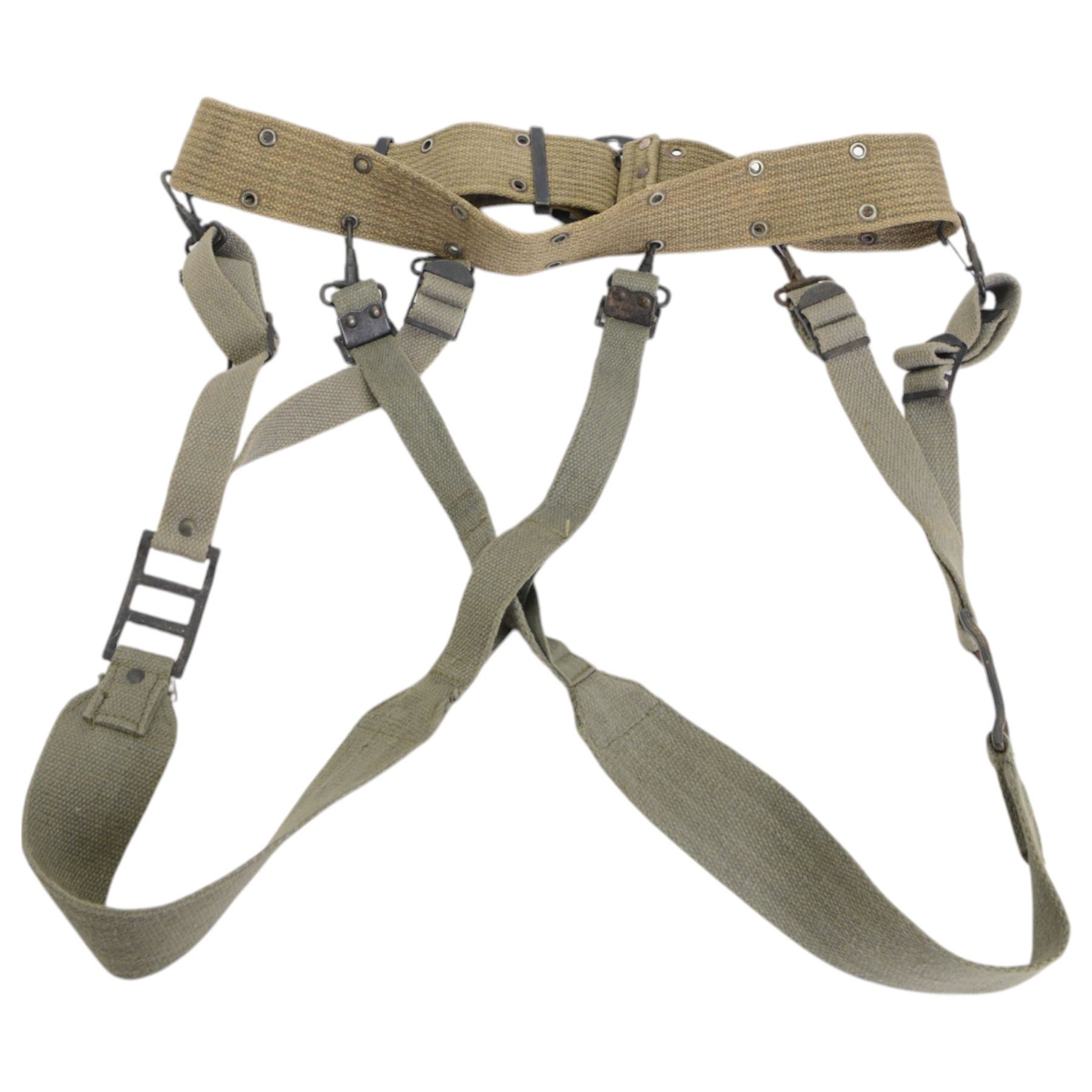Indochine period French webbed belt and Y strap 