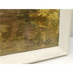 E Greig Hall (British 20th century): 'Striding Edge Helvellyn', watercolour signed, titled and dated '73 verso; 'Summer in Wharfedale' and Yorkshire Landscape, two watercolours signed E Shillito, max 49cm x 37cm (3)