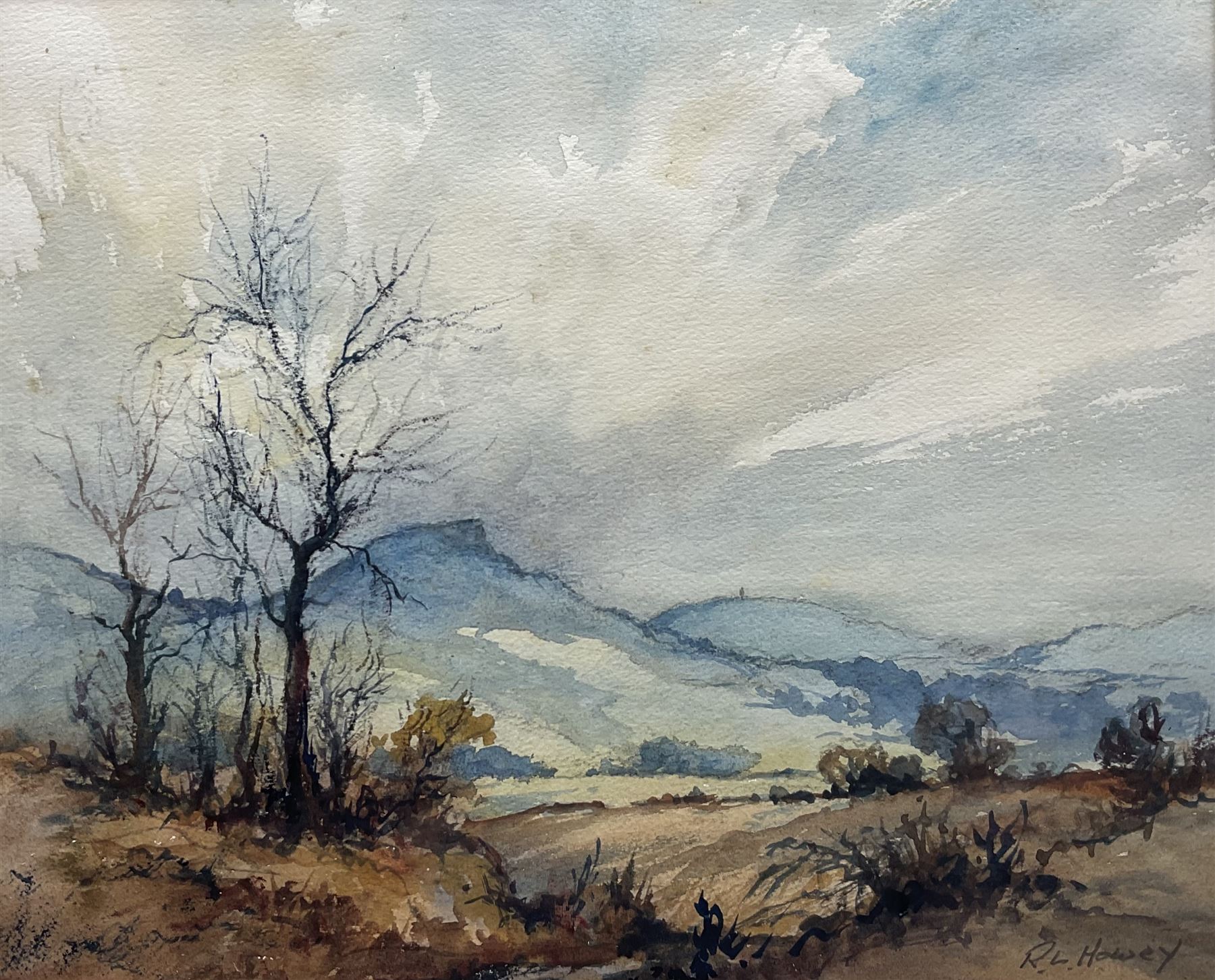 Robert Leslie Howey (British 1900-1981): 'Rosebery Topping - Cleveland', watercolour signed, titled and dated 1972 verso 26.5cm x 33cm