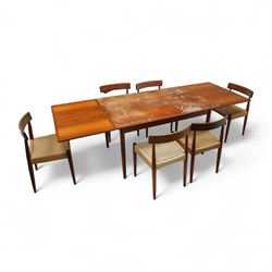McIntosh - mid-century modern teak dining set, extending table with two concealed leaves, ...