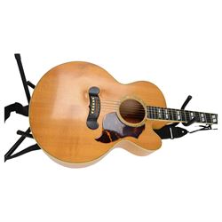 1998 American Gibson EC-30 Blues Electro King electro-acoustic guitar, in natural blonde finish with laminated maple back and sides and tortoiseshell effect scratch guard, serial no. 92018011, contained within a Gibson hard case with blue velvet interior, guitar L102cm