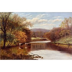 William Mellor (British 1851-1931): Bolton Abbey, oil on canvas signed 59cm x 90cm