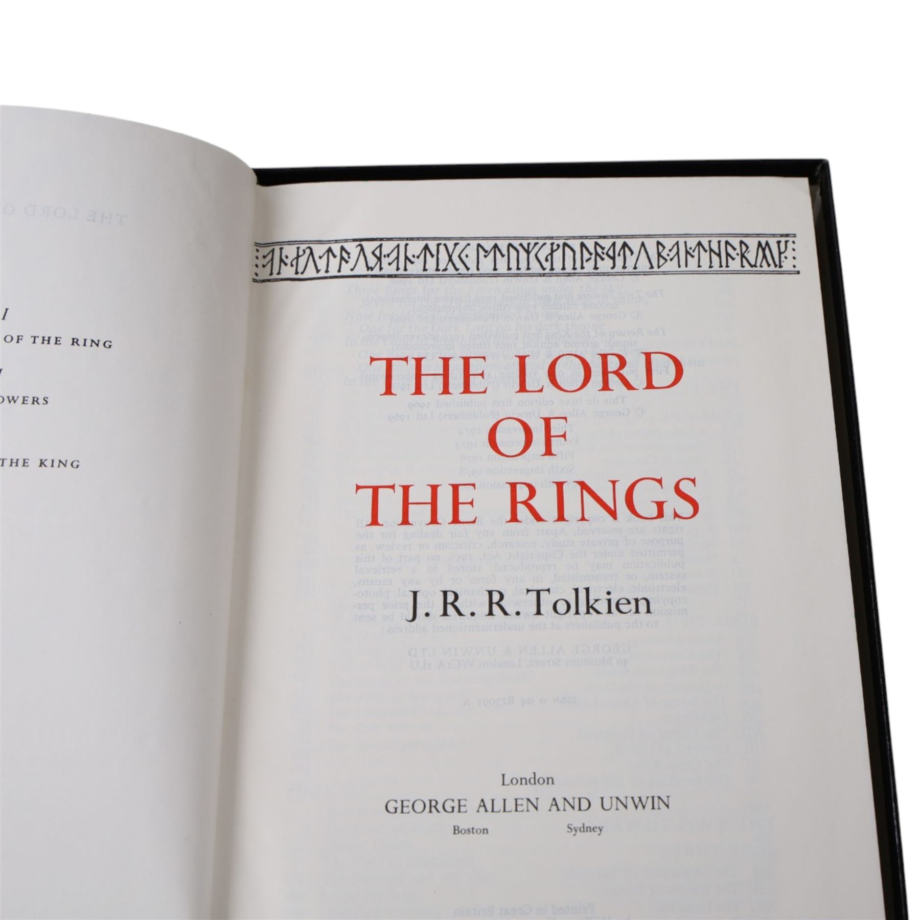 J.R.R Tolkien; Lord of the Rings and Hobbit De Luxe Editions, George Allen and Unwin, London, 1979