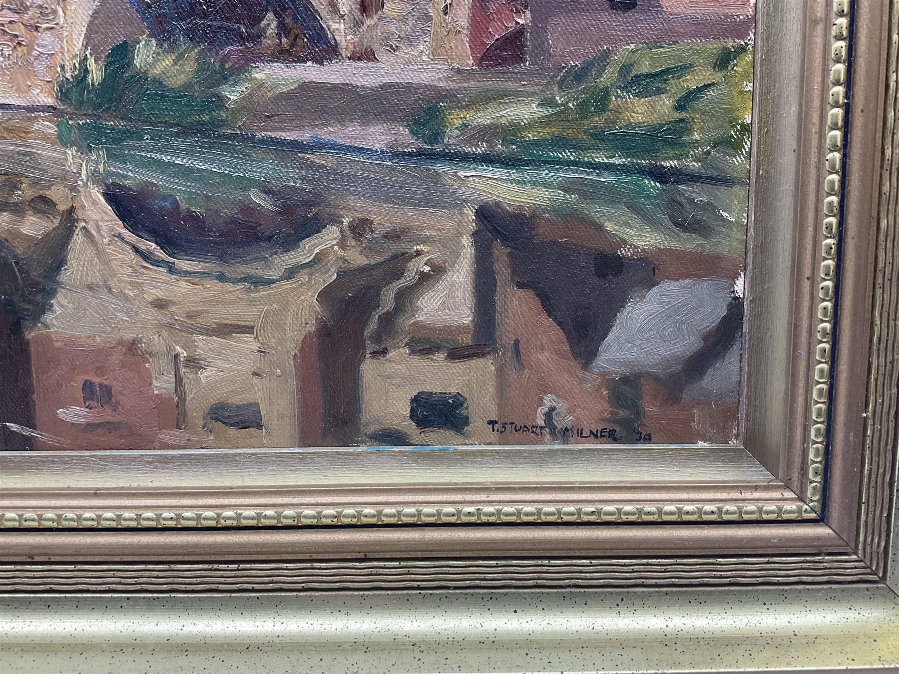 Thomas Stuart Milner (British 1909-1969): The Town Bridge, oil on board signed and dated '39, 28cm x 38cm