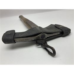 Post-War military type fireman's axe impressed 'PERKS 1953/54' with additional indistinct mark probably WD arrow, ash handle L39cm; and another stonemason's(?) double headed axe with mallet shaped shaft (2)