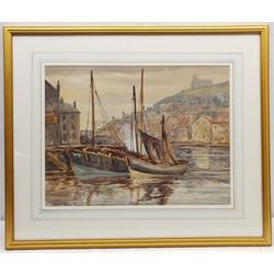 William Edward Parker (British 1922-2017): Boats in Whitby Harbour, watercolour signed 37cm x 49cm