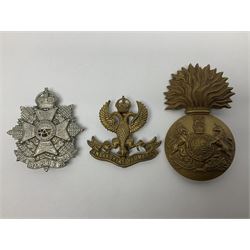 Fifteen Scottish Glengarry and other metal military badges including Argyll & Sutherland, Royal Glasgow Yeomanry, Cameronians, Lanarkshire Yeomanry, Kings Scottish Own Borderers, Highland Light Infantry, Border Regiment, Lowland Regiment, Lothians & Border Horse Yeomanry, Ayrshire Earl of Carricks Own Yeomanry etc