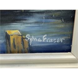 Sylvia Fraser (British contemporary): 'Whitby', oil on board signed, titled and dated 2006 verso 44cm x 45cm