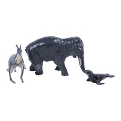 Collection of hollow cast lead animals and figures, including farm and zoo animal, some Britains examples, different sizes and scales