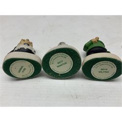 Thirteen Robert Harrop figures from the Beano Dandy collection, comprising Yo-Yo Collectors Piece 1996, Desperate Dan BD03, Cuthbert Cringeworthy BD08, Teach BD06, 'Erbert BD14, Toots BD12, Winston BD17, Fatty BD07, Dennis The Menace BD01, Dennis the Menace Fishing BD806, Sydney BD13, Wilfrid BD15 and Plug BD11