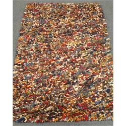  Hand woven multi coloured tufted rug, 188cm x 130cm  